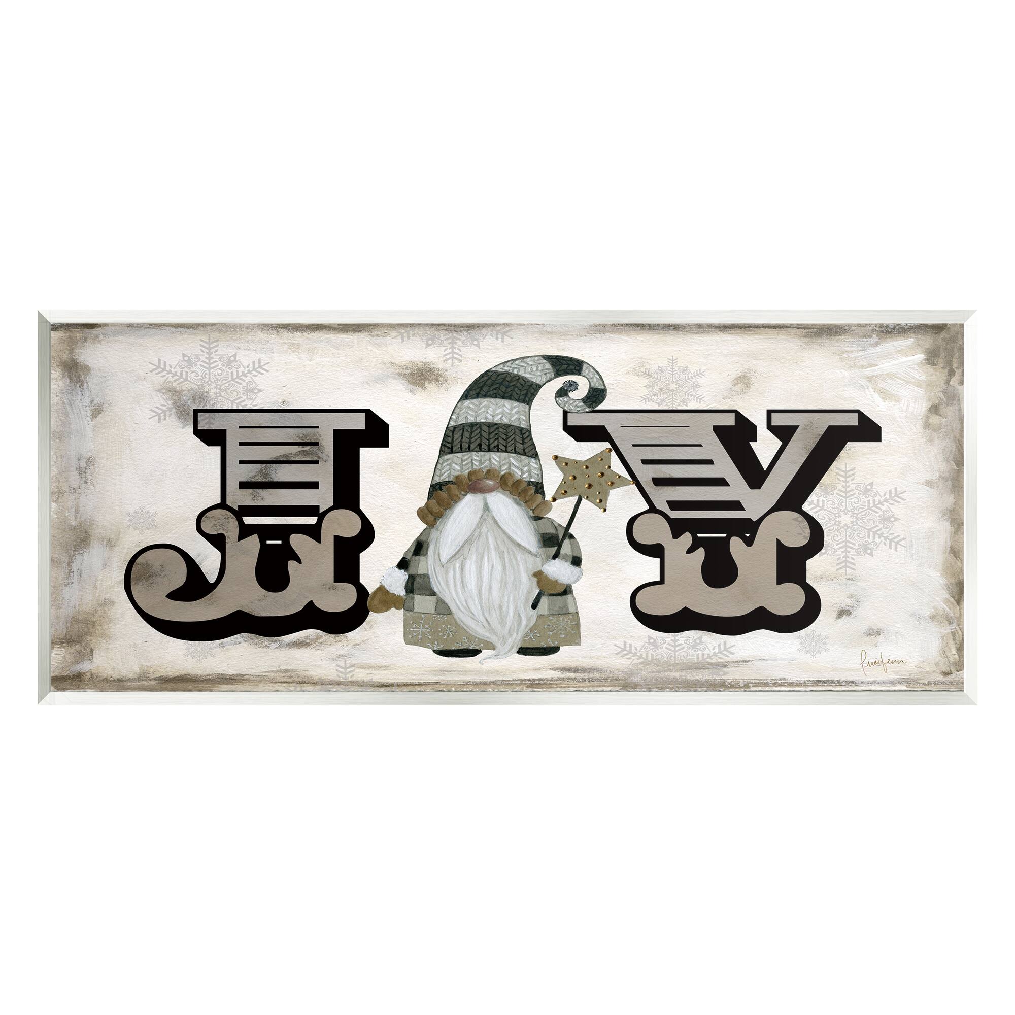 Stupell Industries Joy Vintage Holiday Gnome Wall Plaque Art